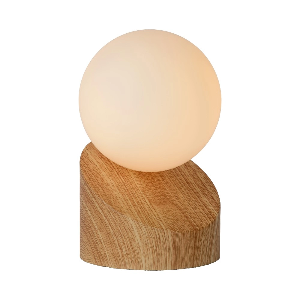 Design-Tischlampe Len Heller Holzlook