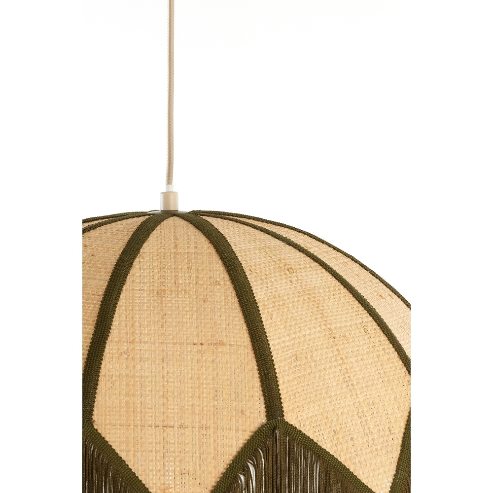 Ø 55cm Pendellampe Sulina Raffia mit Grün Light & Living 8717807762414
