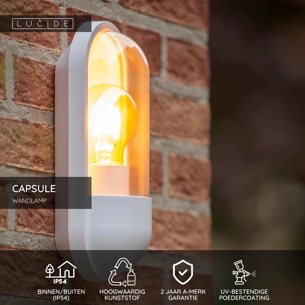 Wandlampe Capsule IP54 weiß Lucide 5411212290465