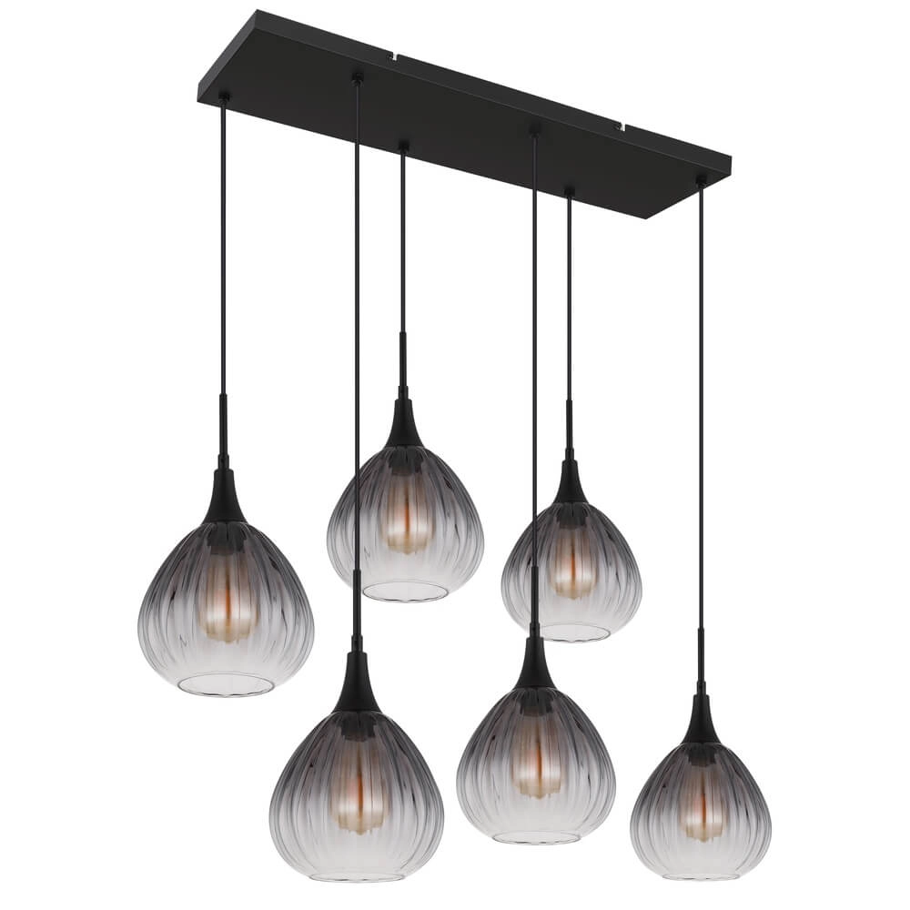 Schwarze Pendelleuchte Olsen 6-flammig Globo 9007371447817