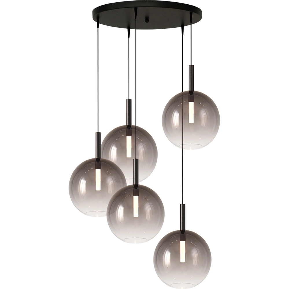 5L Vide Pendellampe Lido Ball mit Ø 24 cm rauchverblasendem Glas