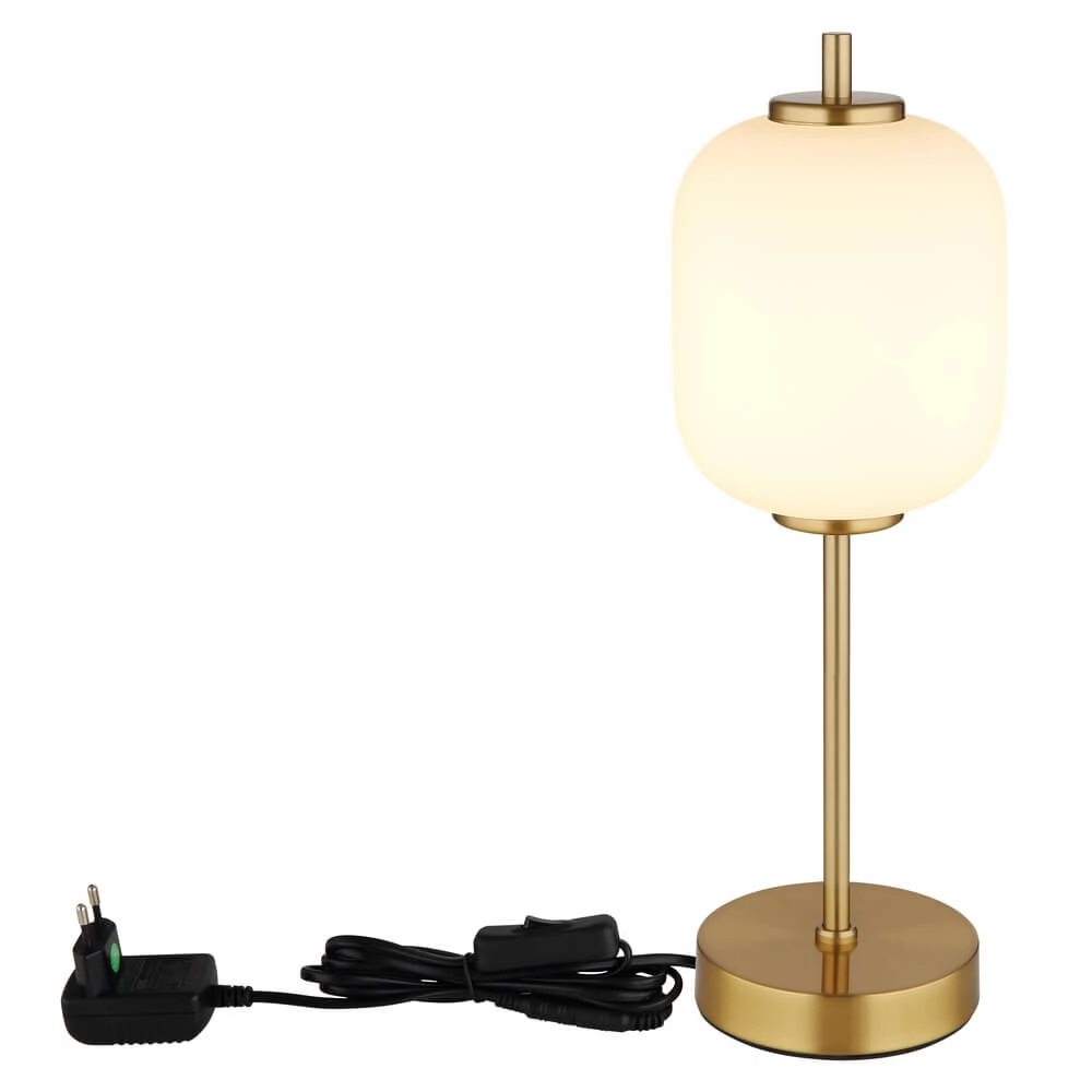 Goldene Tischleuchte Ewald weißes Glas Ø 13,5cm Globo 9007371468539