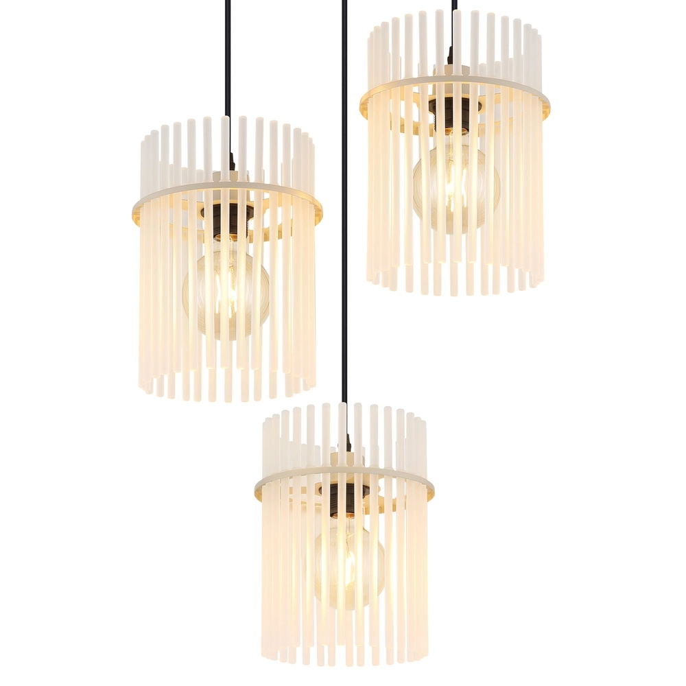 3-flammige Pendelleuchte Gorley sandbraun mit Glas rund Globo 9007371569717