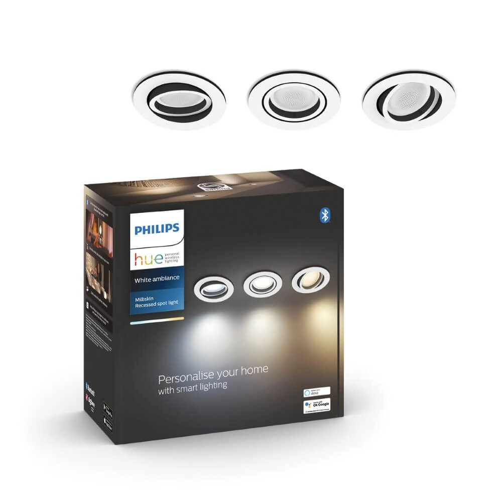 Einbaustrahler Hue Milliskin - White Ambiance 3er-Set silbergrau Philips 8720169319813