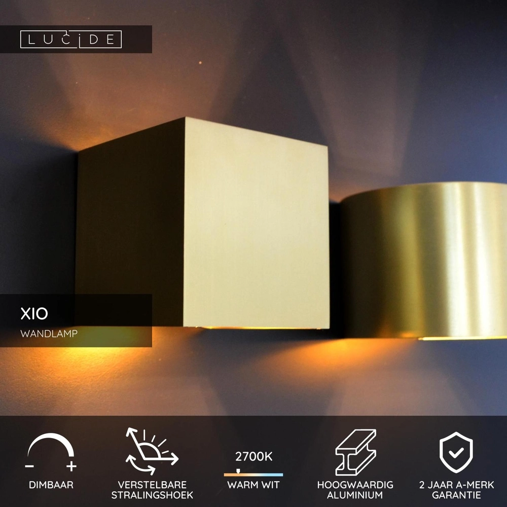 Abgerundeter Wandfleck Xio 2700K Gold Lucide 5411212092465