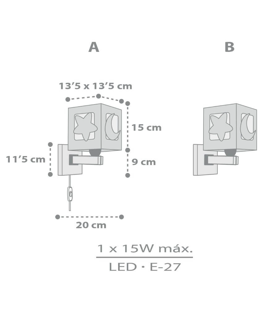 Graue Wandlampe Moonlight für Kinderzimmer Dalber 8420406632391