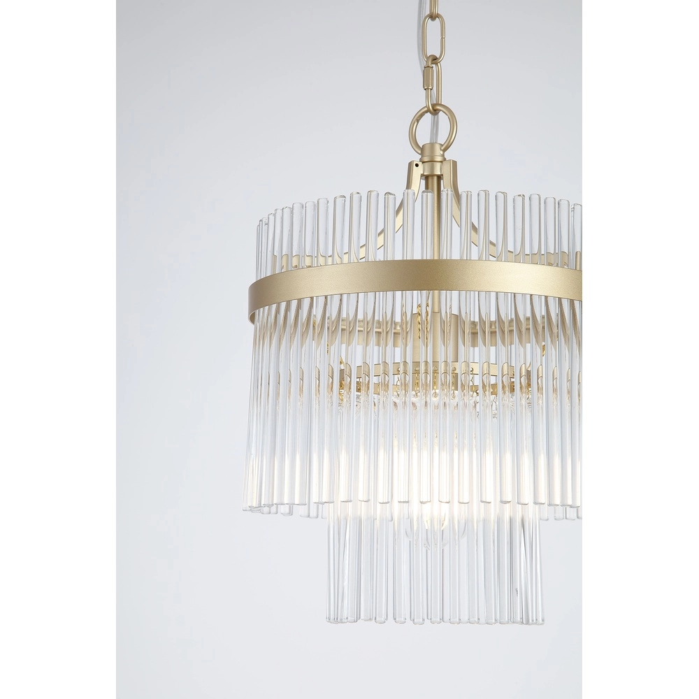 Pendelleuchte Lara gold mit Klarglas Ø 26cm Searchlight 5053423300580