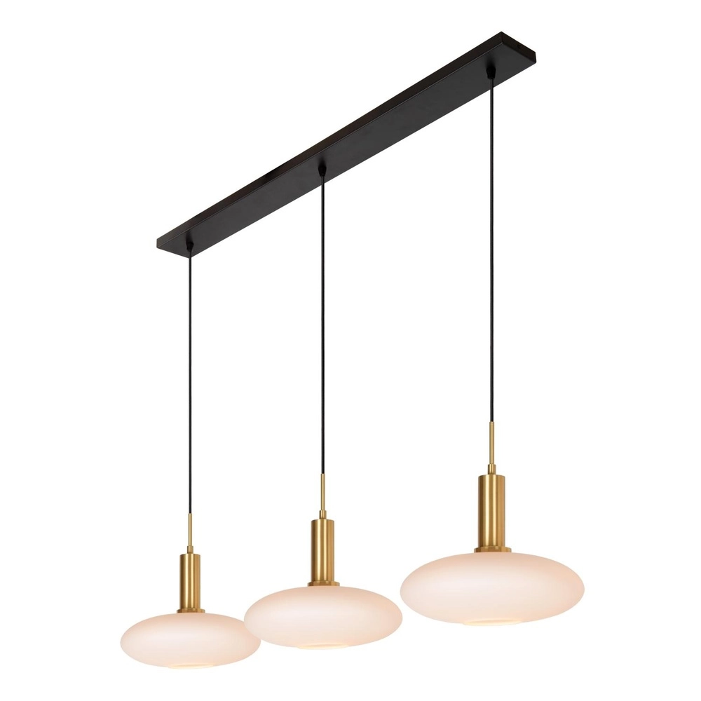 Design-Pendellampe Singala 3-Licht glattes Gold mit Weiß Lucide 5411212251091