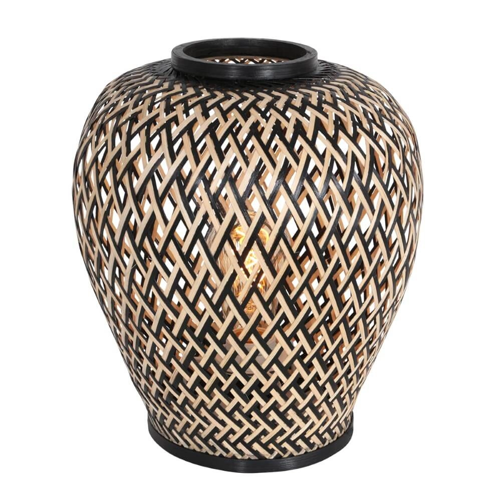 Schwarze Tischlampe aus Bambus Maze Ø 30cm