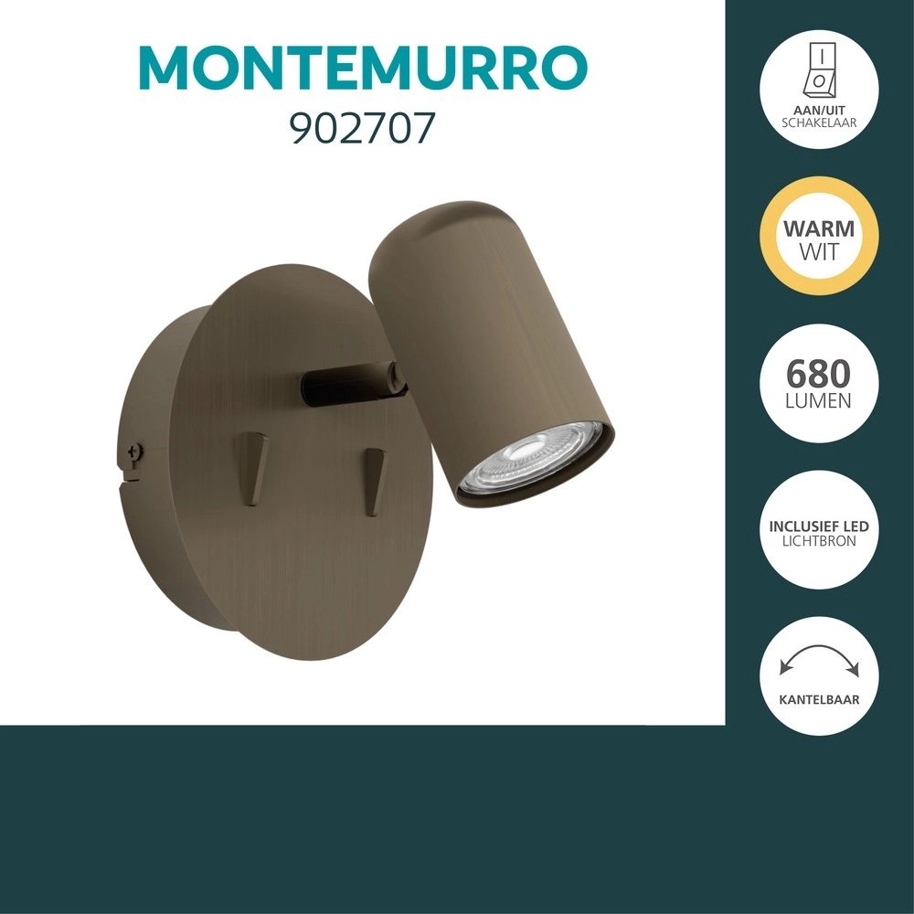Oberflächenmontierter Spot Montemurro Nur dunkles Bronze Eglo 9008606392230