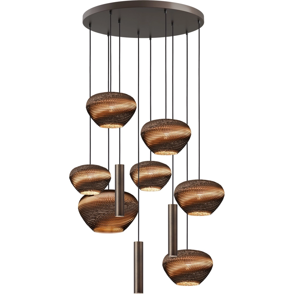 10-Licht Pendellampe Cartone mit Think Paper Hoods