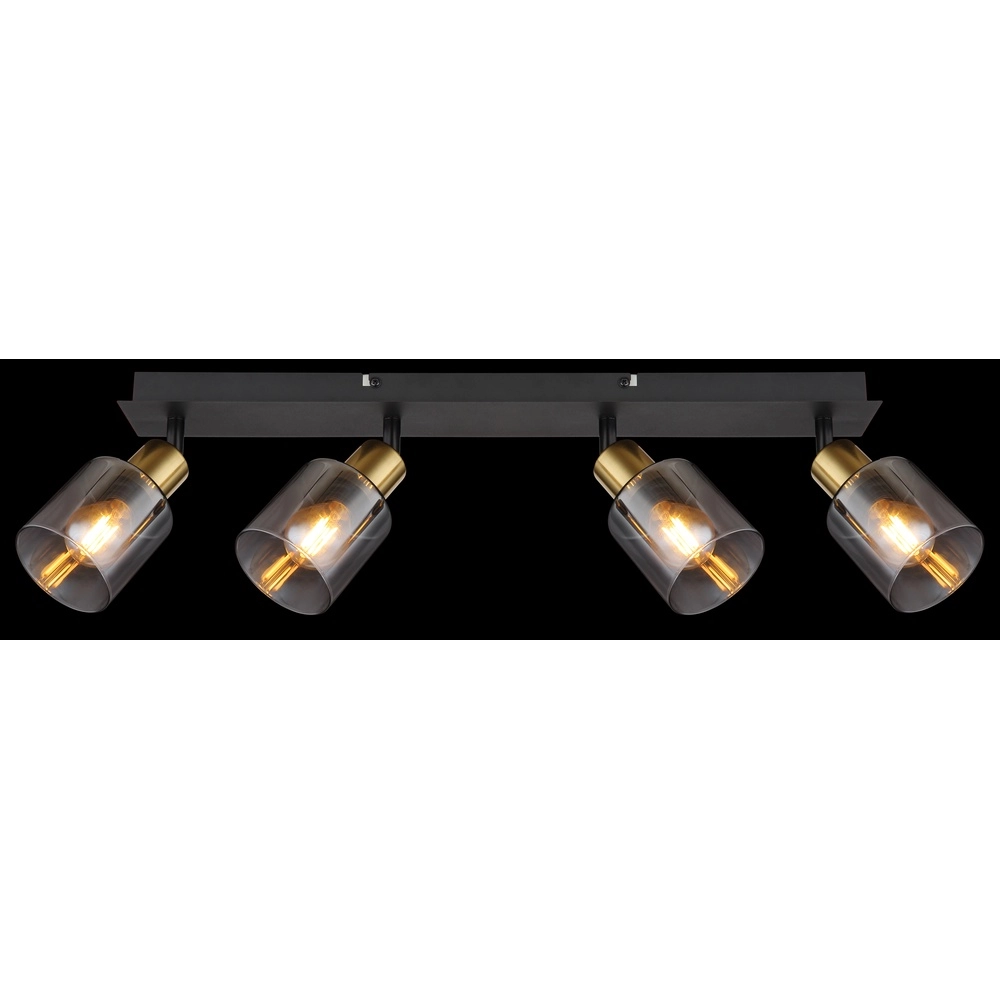 4-Licht Deckenlampe Hollsy Schwarz mit Rauchglas Globo 9007371451852
