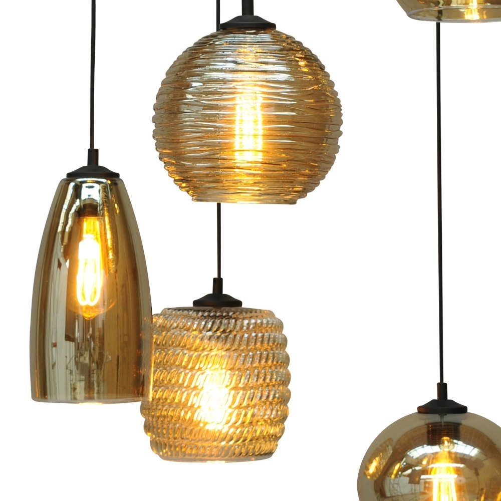 Vide Pendelleuchte Quinto 5 Ø 50 cm 5-Licht schwarz mit Rauchglas Masterlight 8718121216539