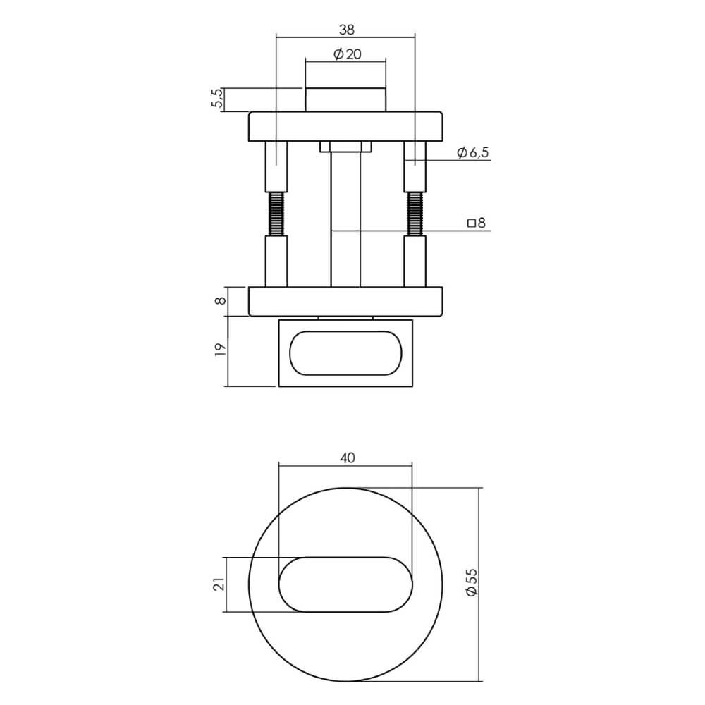 Verschluss der Toilette Tira mit Fenster Aluminium schwarz Intersteel 8714186492239