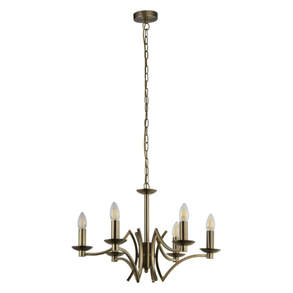 6-Licht-Kronleuchter Ascot Messingmatte Searchlight 5053423174204