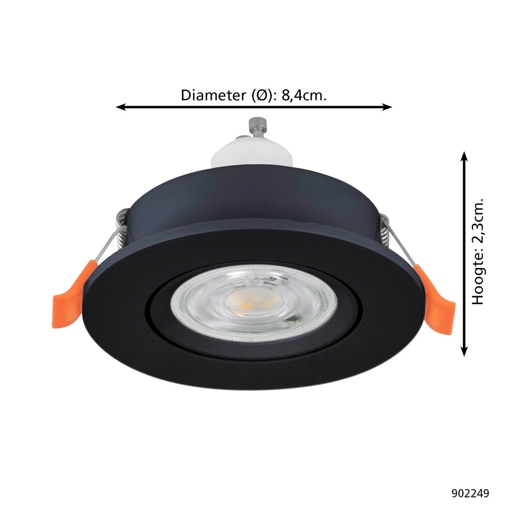 Einbaustrahler Barranco schwarz Ø 8,4cm IP44 - 4000K Eglo 9008606359288