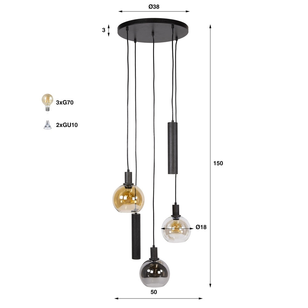 Vide Pendellampe Sfera mit Gläsern und Anhängern Lyora 8716803512429