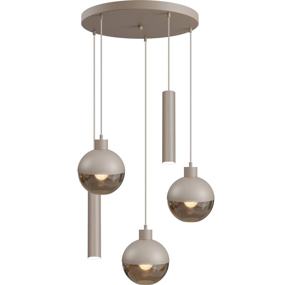 5-Licht Pendellampe Opera Ø 50cm beige terra