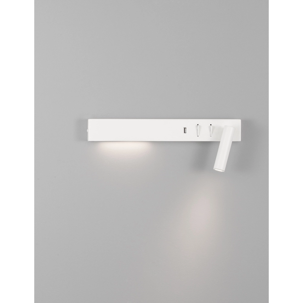 Nachttischlampe Vida Rechts Weiß mit USB