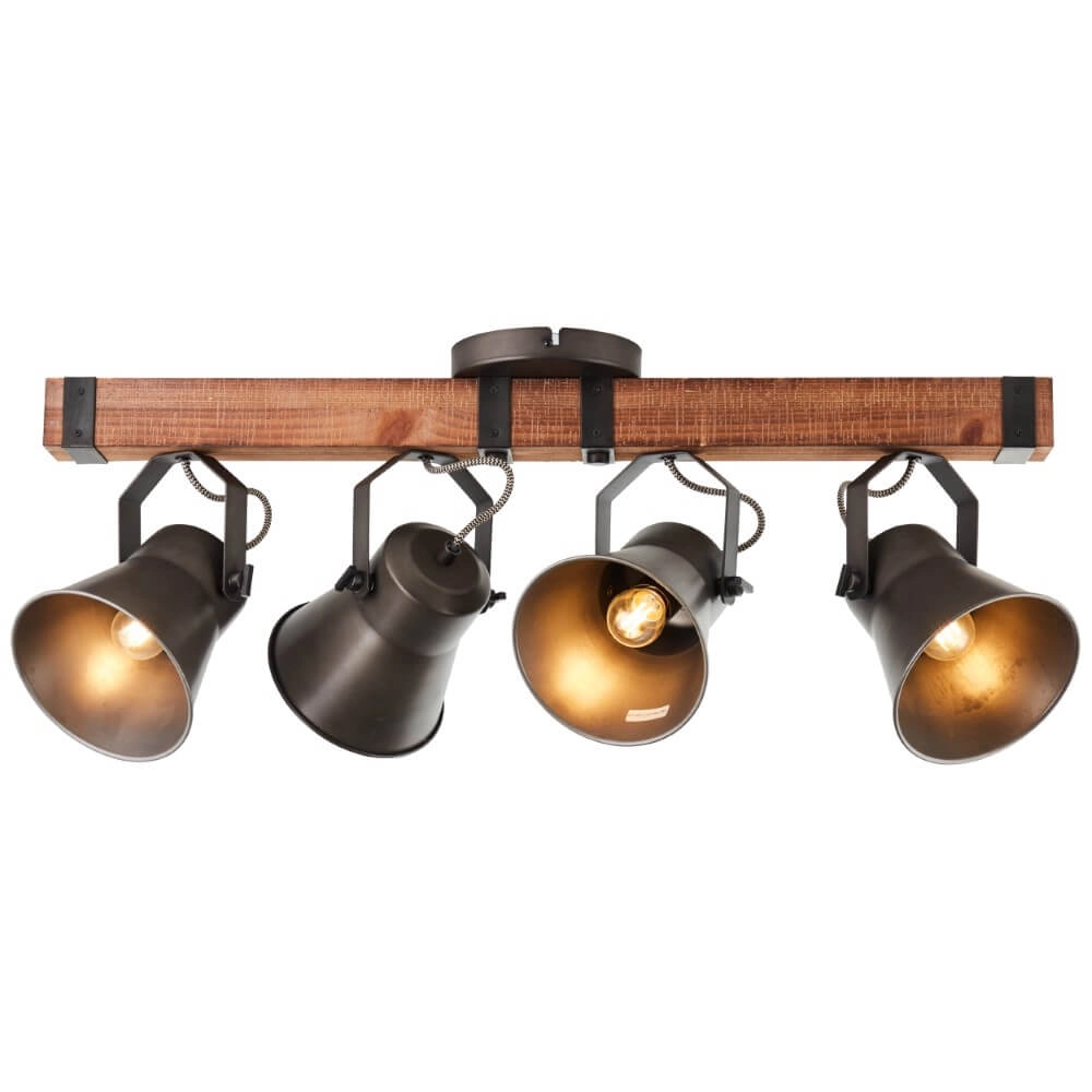 Deckenleuchte mit 4 Leuchten Decca schwarz mit braun