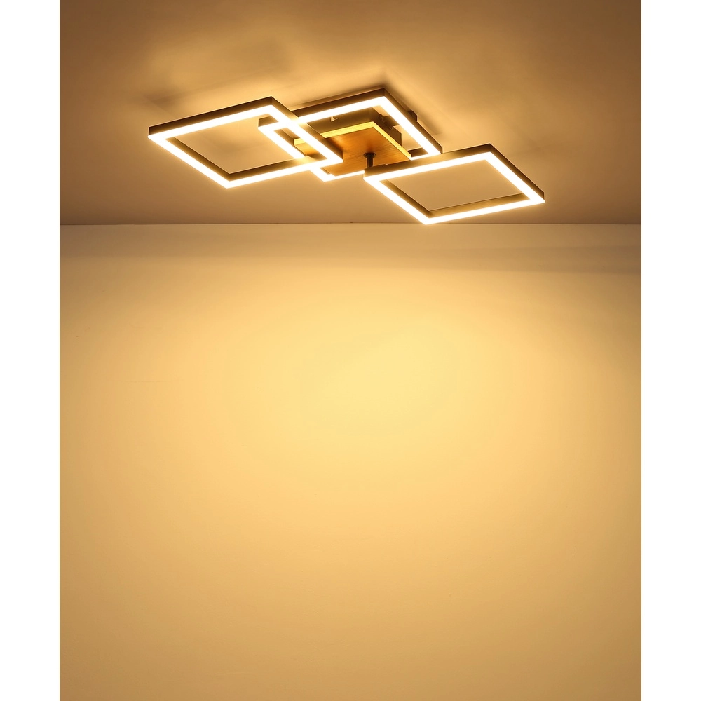 Deckenlampe Kerry Schwarz mit Holzoptik Globo 9007371443222
