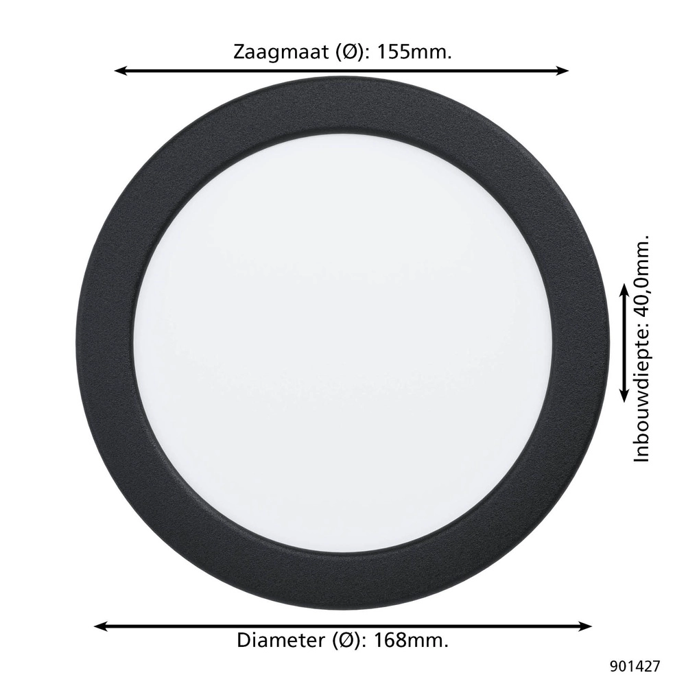 IP44-Einbaulampe Fueva 6-Z Zigbee – schwarz – Ø 16,8 cm Eglo 9008606330980