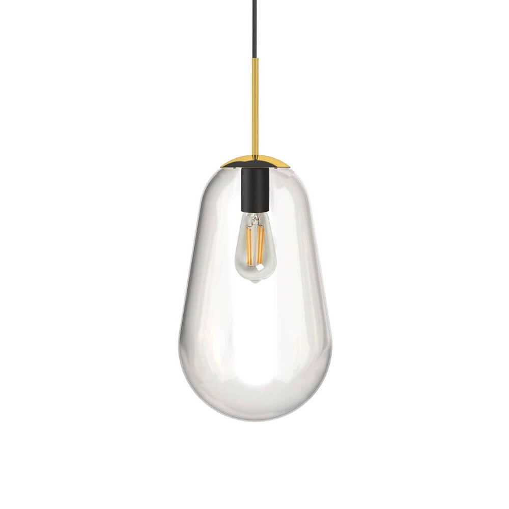 Hängelampe aus Glas Pear Medium Ø 22cm Gold mit klarem Glas