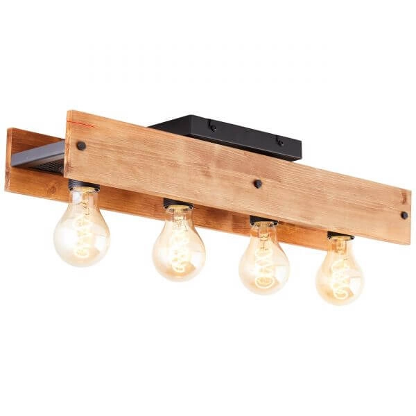 Deckenleuchte Calandra 4-helles Schwarz mit Holzbraun Brilliant 4004353394447