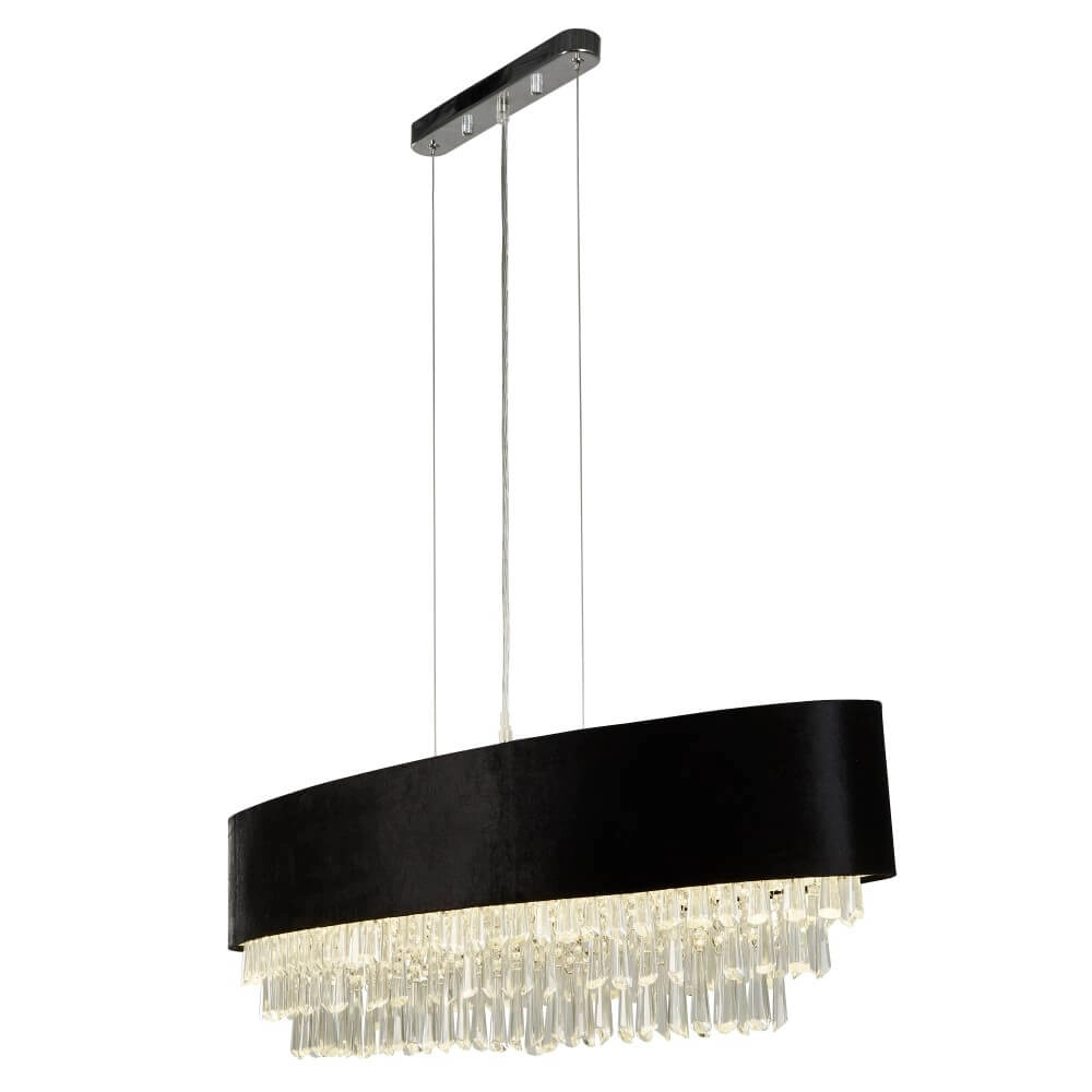 Großer Kronleuchter Glamour Schwarz mit Chrom Searchlight 5053423244143