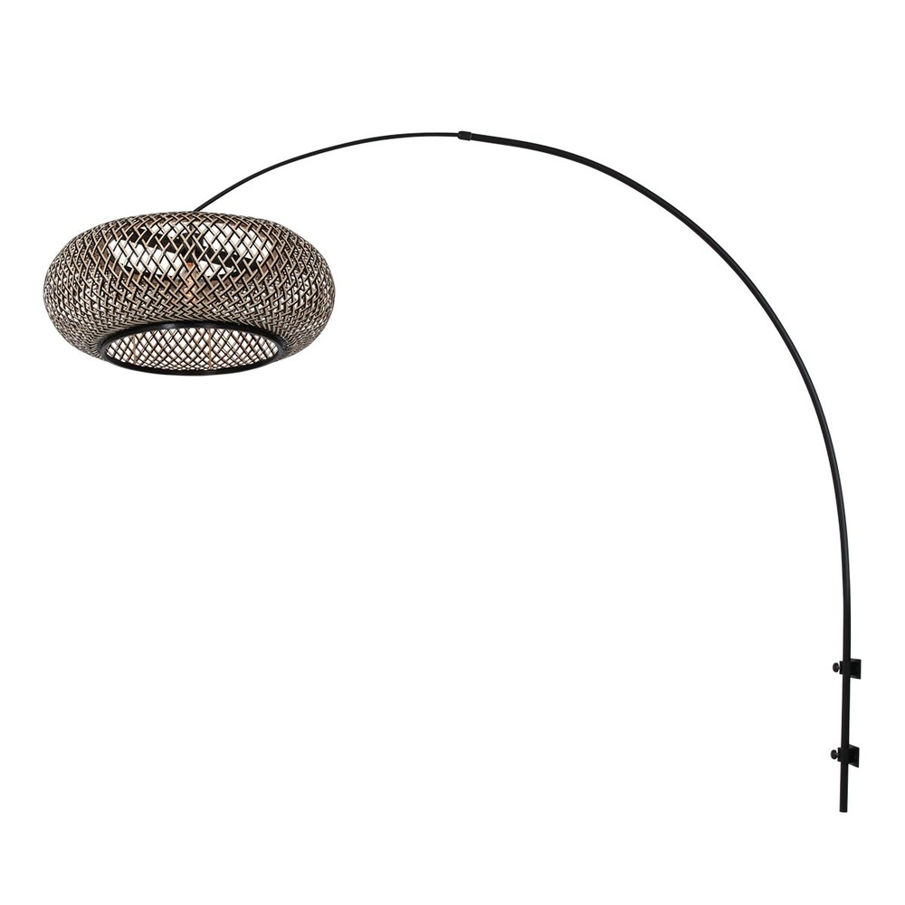 Wandleuchte Bogen Sparkled Light Kapuze in Schwarz und Rattan Steinhauer 8712746181999