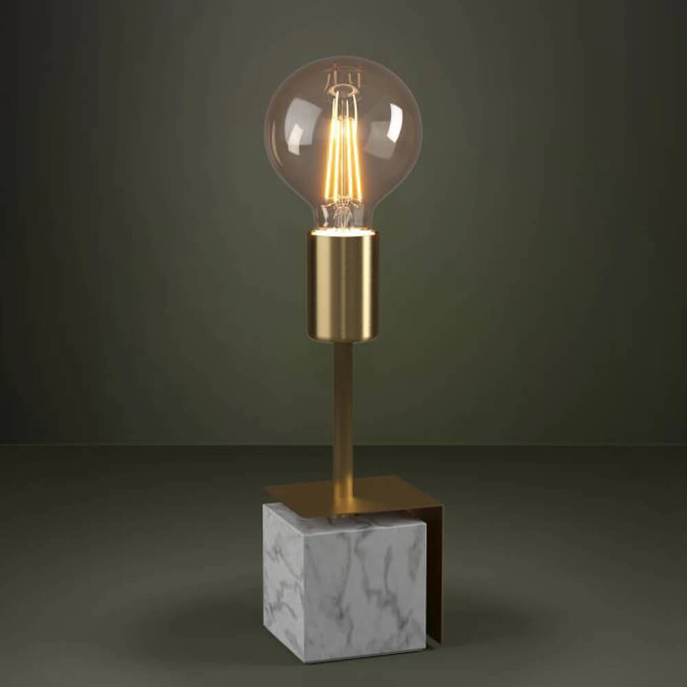 Goldene Tischlampe Carmita mit Marmorsockel Stars of Light 9008606240487