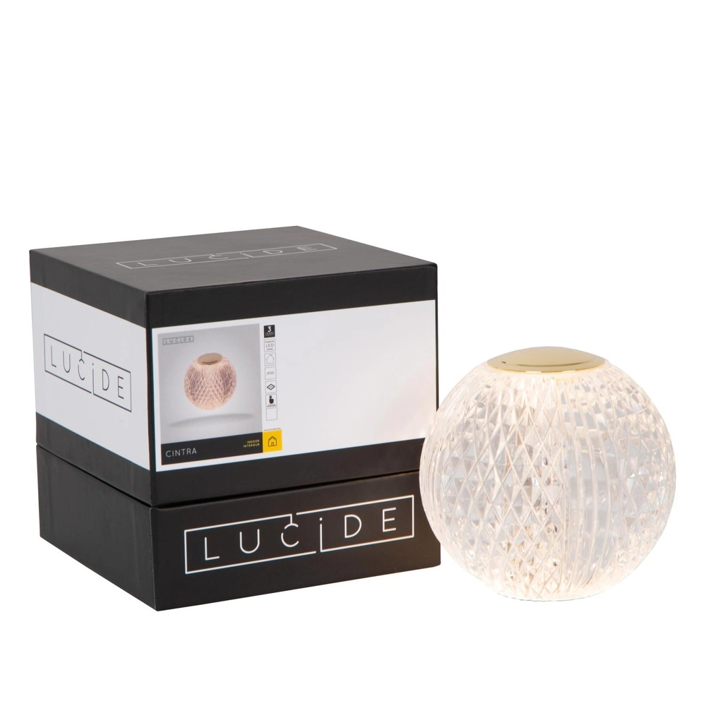 Goldene Tischlampe Cintra Wiederaufladbare Ø 9cm - 2700K Lucide 5411212134486