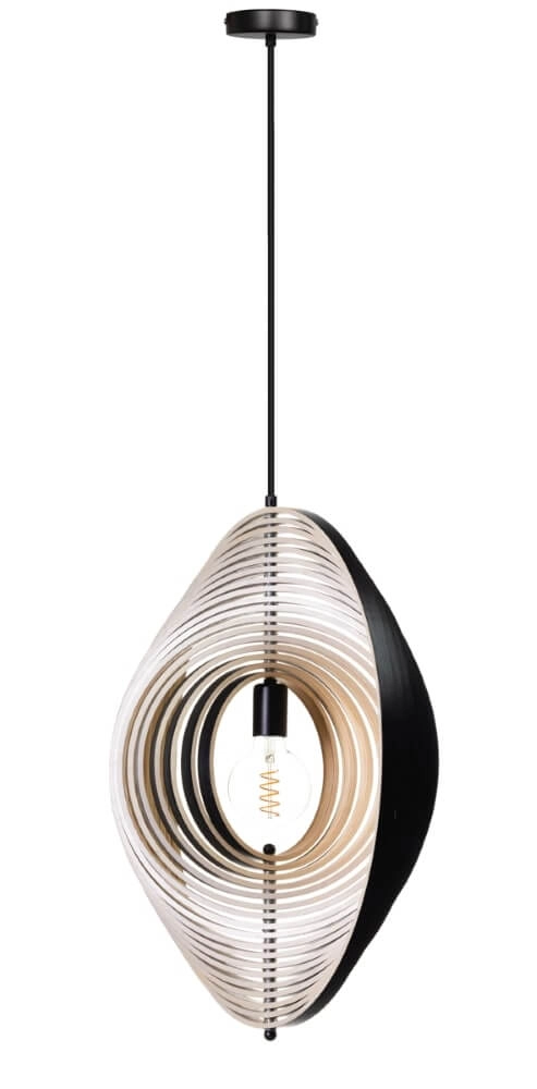Design-Hängelampe Woody schwarz mit Holz Ø 59cm ETH 8720195307549