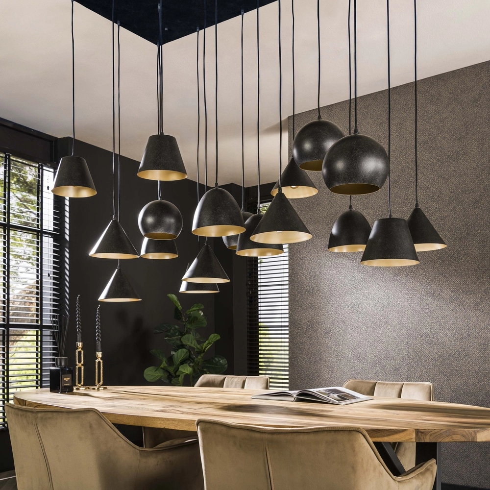 XXL-Pendellampe Metal 18-Licht - Schwarz Lyora 8716803512313