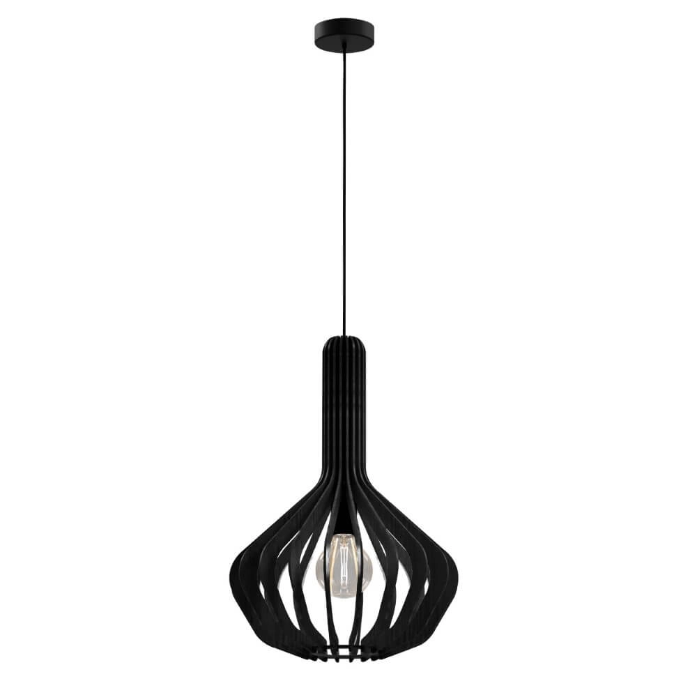Schwarze Hängelampe aus Holz Velasco Ø 38cm Eglo 9008606224074