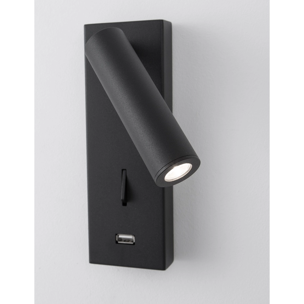 Nachttischlampe Fuse Schwarz mit USB Lyora 5212017423719