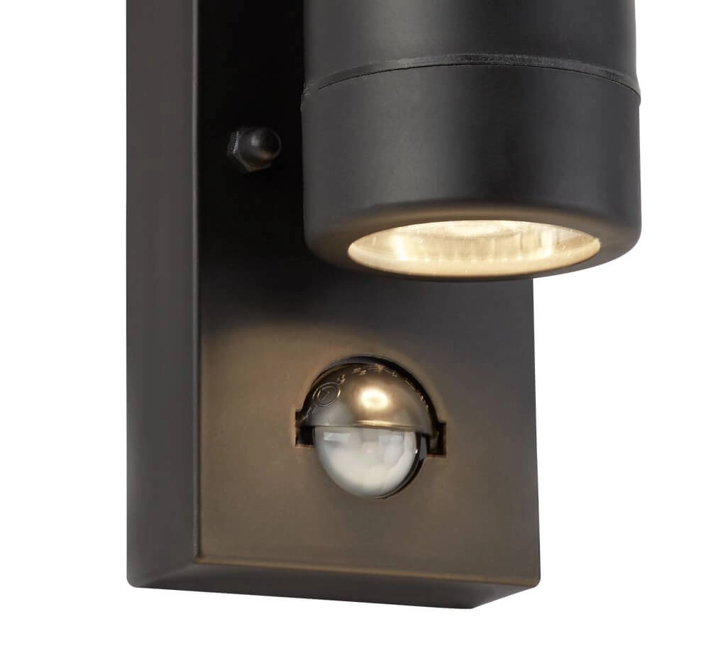 Kunststoffwandstrahler Coastal Nach oben - 2 Lichter mit Sensor schwarz Searchlight 5053423092607