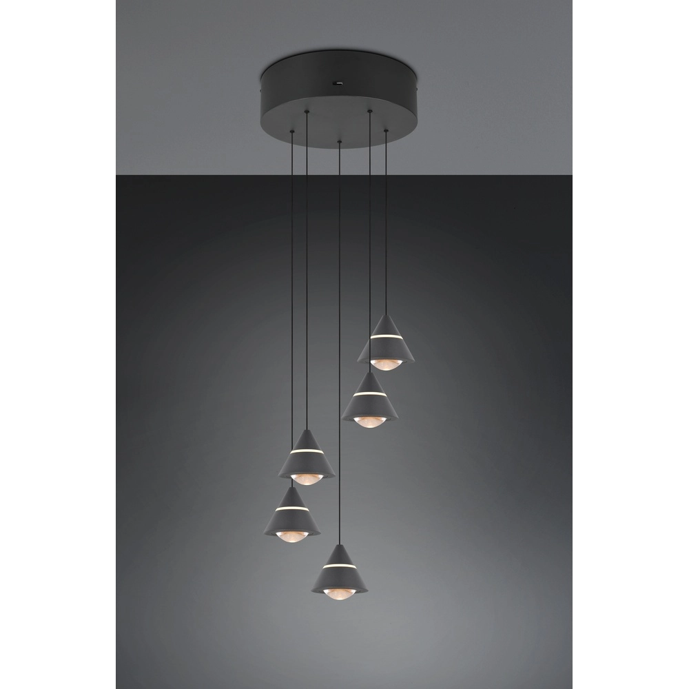 Design-Pendelleuchte Romeo 5-flammig schwarz Trio 4017807667806