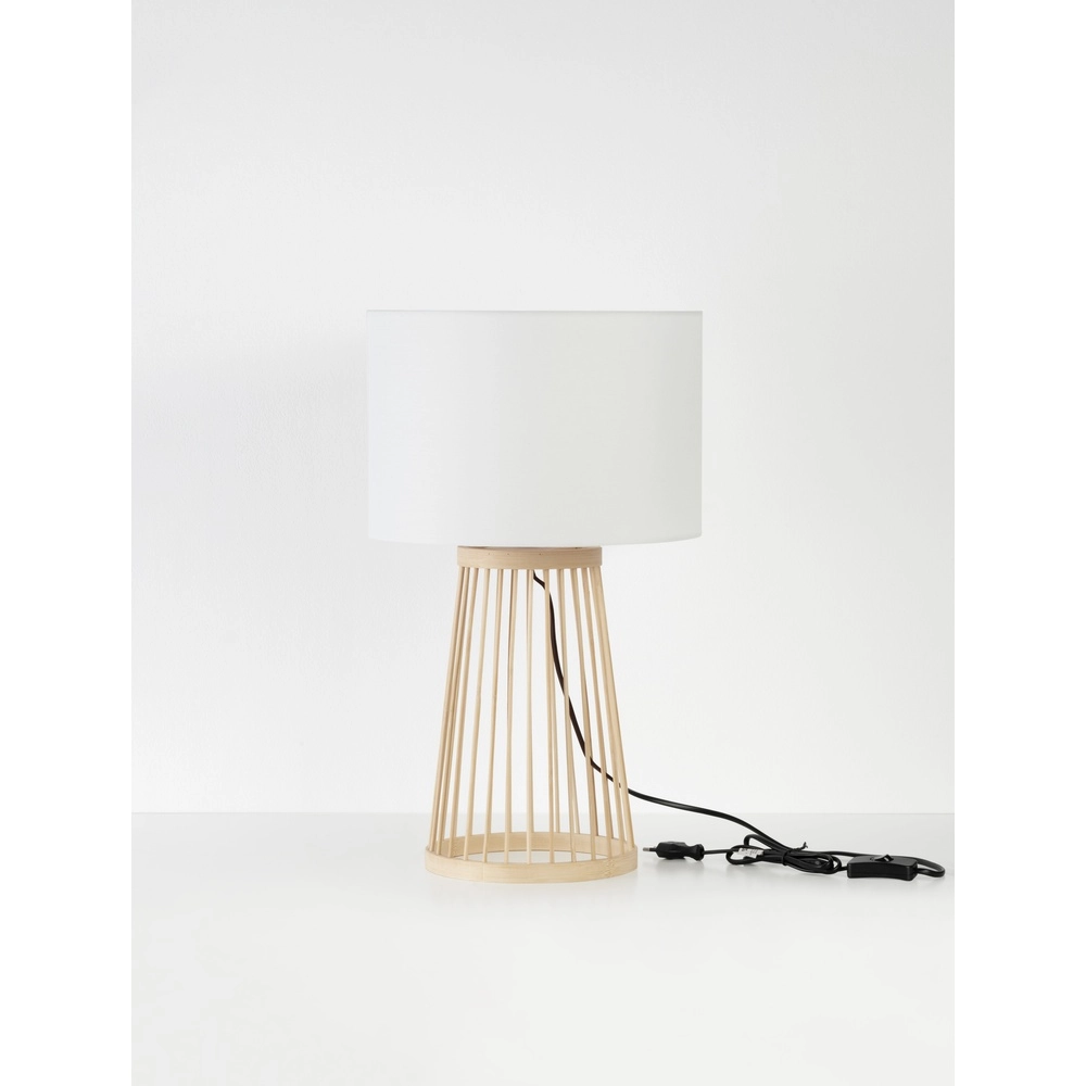 Tischlampe Lois Holz mit weißer Haube Lyora 5212017465573