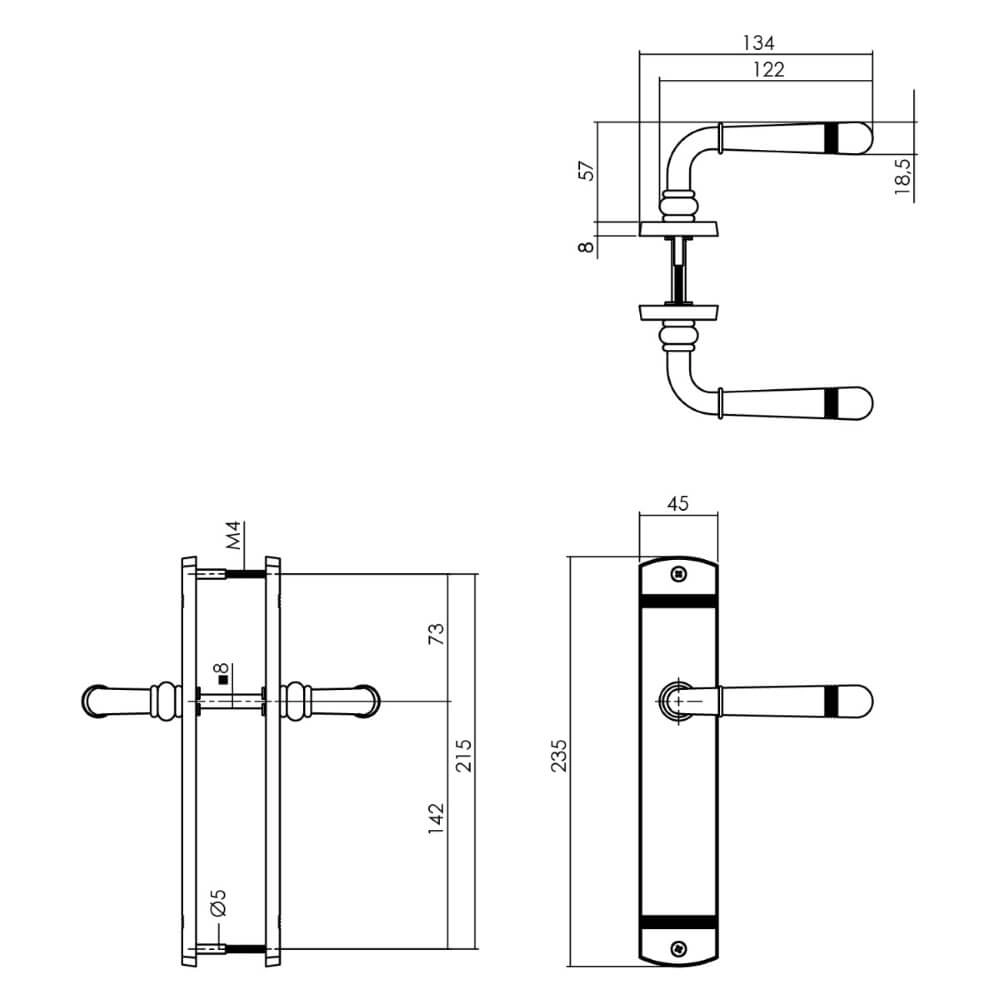 Klassischer Türgriff Helena Blind Altes Grau Intersteel 8714186341520