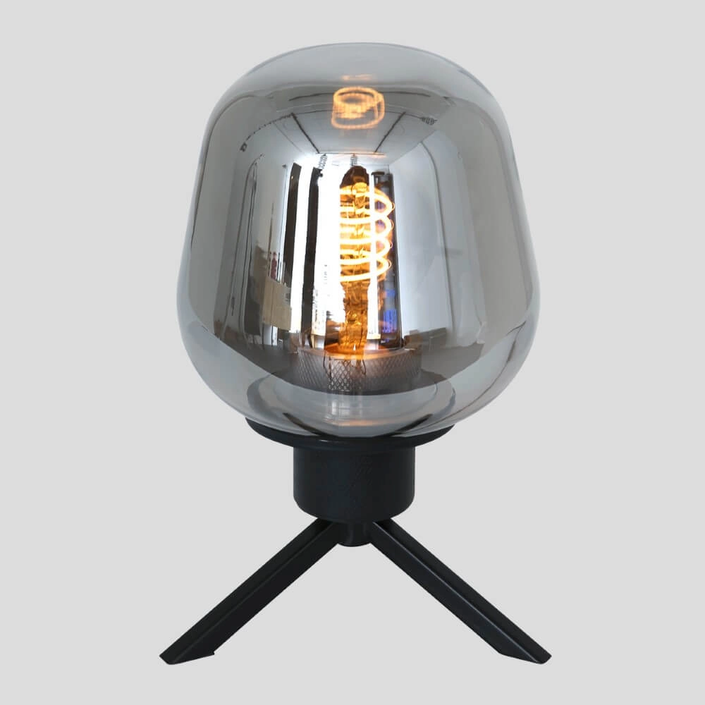 Glastischlampe Reflexion 14 cm schwarz mit Rauchglas Steinhauer 8712746132625