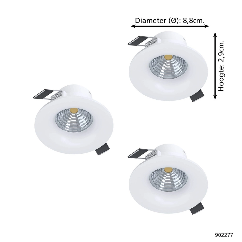 Set mit 3 Einbaustrahlern Saliceto weiß Ø 8,8cm - 4,8W Eglo 9008606358786
