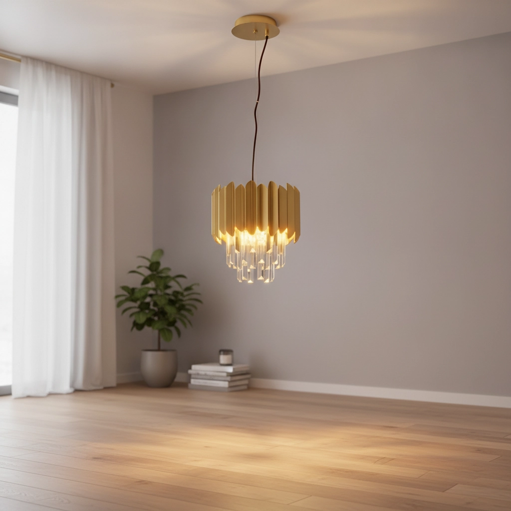 Pendelleuchte Magnolia Gold und Kristall Ø 25cm