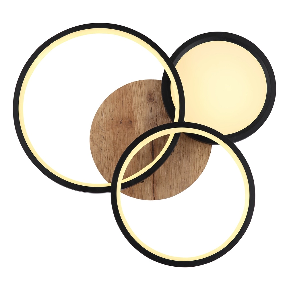 Schwarze Deckenlampe Sid Design mit Holz Globo 9007371436392