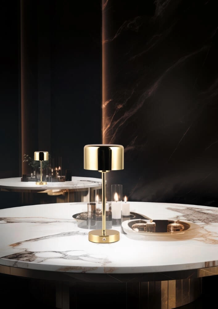 Wiederaufladbare Tischlampe Jeff Gold Trio 4017807598933