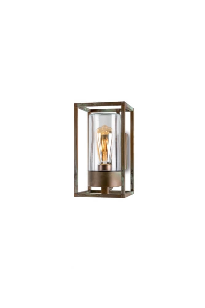 Landhaus-Wandleuchte Cubic3 gealtertes messing