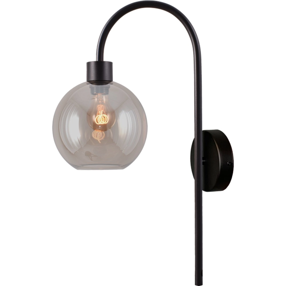 Wandlampe Lazise Schwarz mit bernsteinfarbenem Glas 61 cm