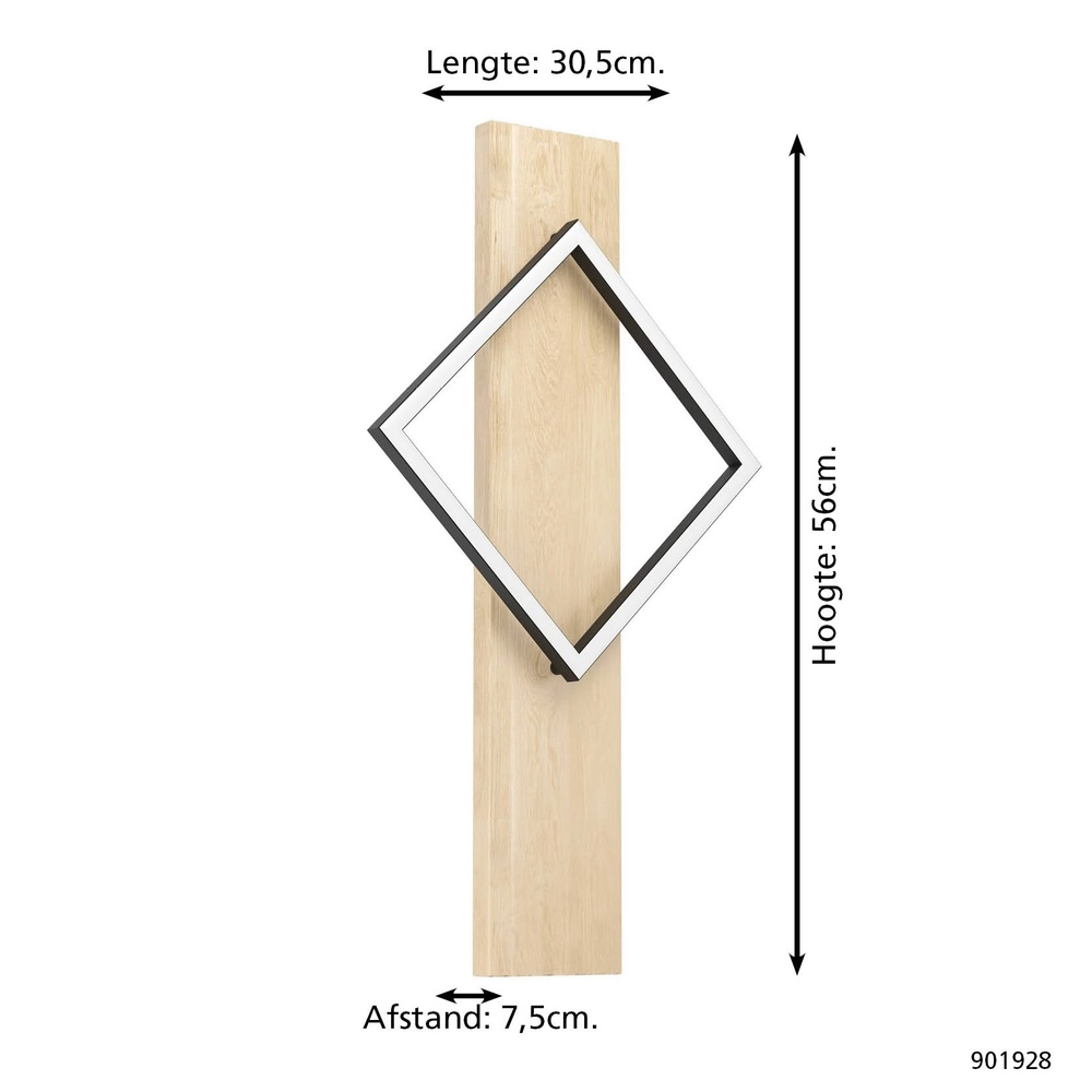 Design-Wandleuchte Boyal schwarz mit Holz Eglo 9008606351893
