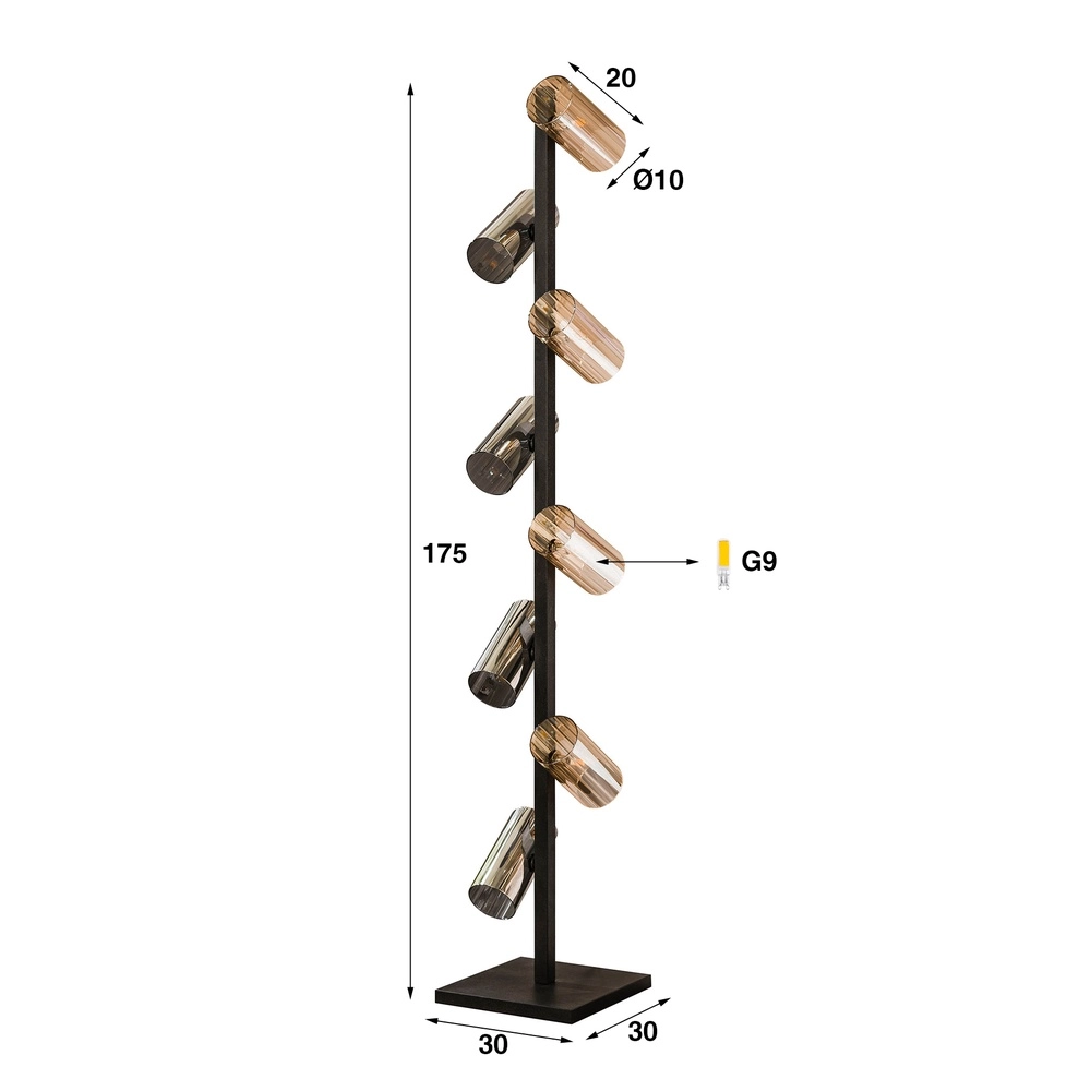 Stehlampe Cylinder mit Rauch und Bernsteinglas Lyora 8716803512436