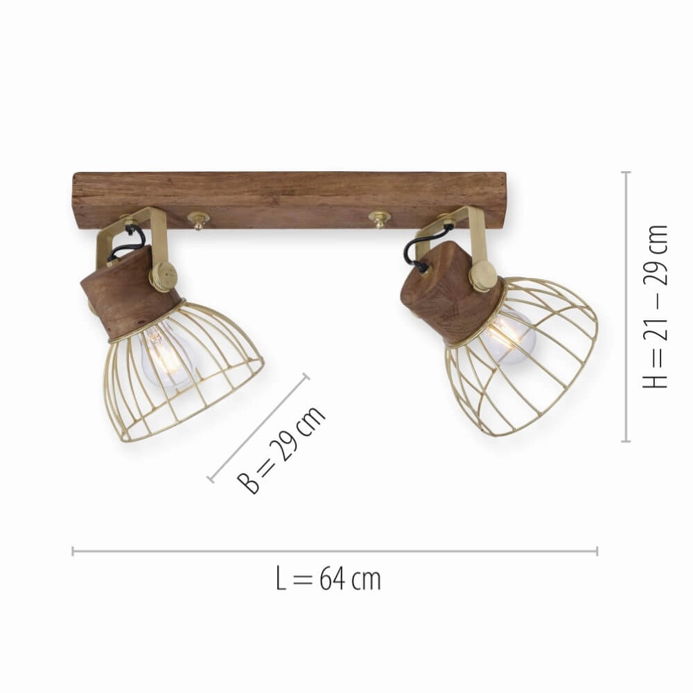 Deckenleuchte Alami Braunes Messing, 2-flammig Just Light 4043689976224